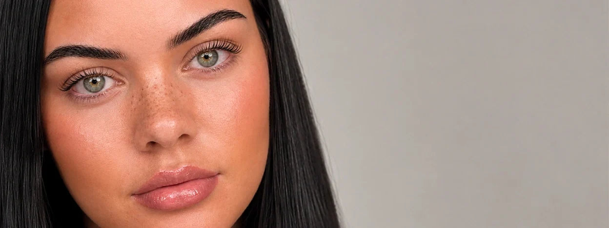 Model showing her lifted eyelashes.