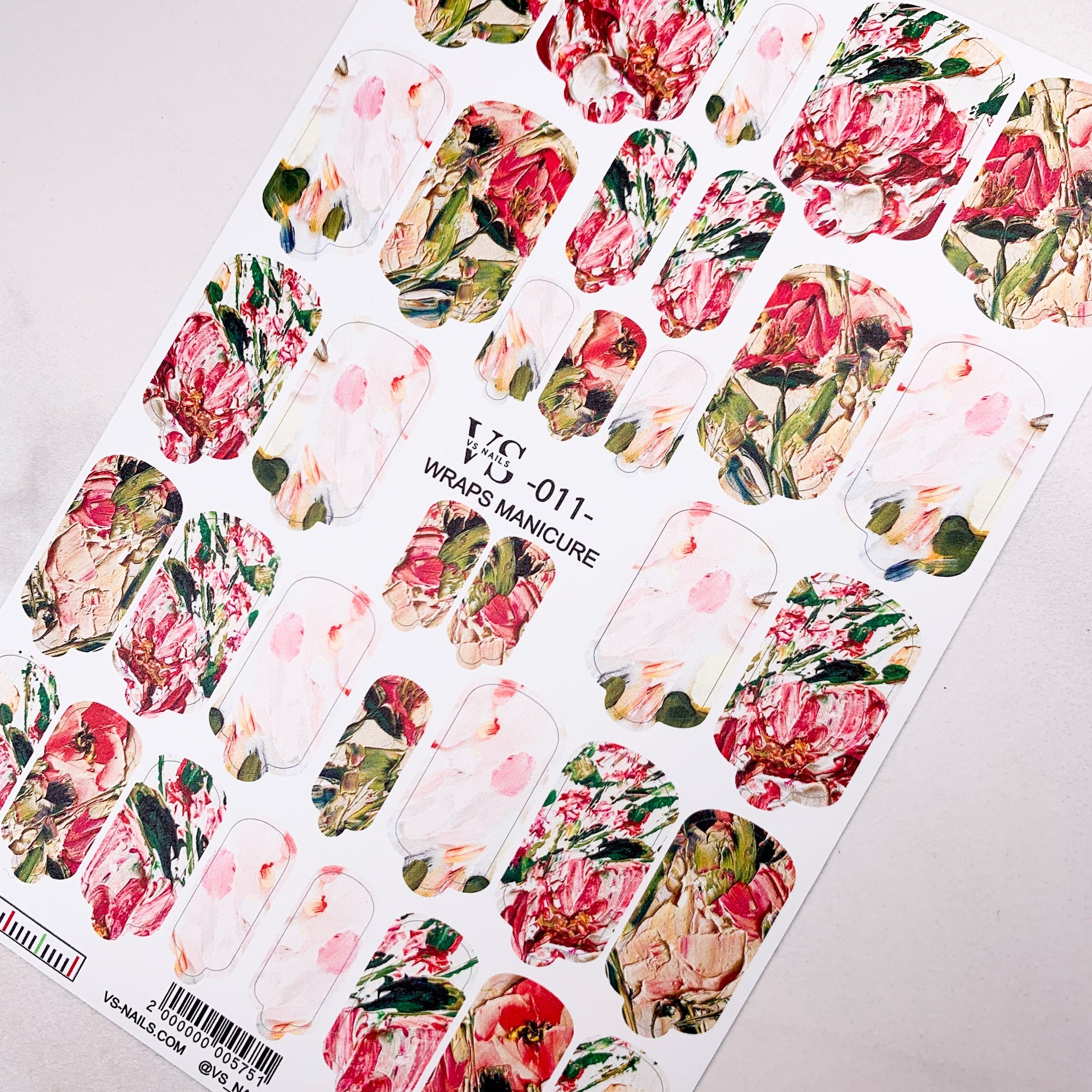 VS wraps manicure 11 nail film from the top UK nail brand Miss Dolla. Flower design manicure wraps