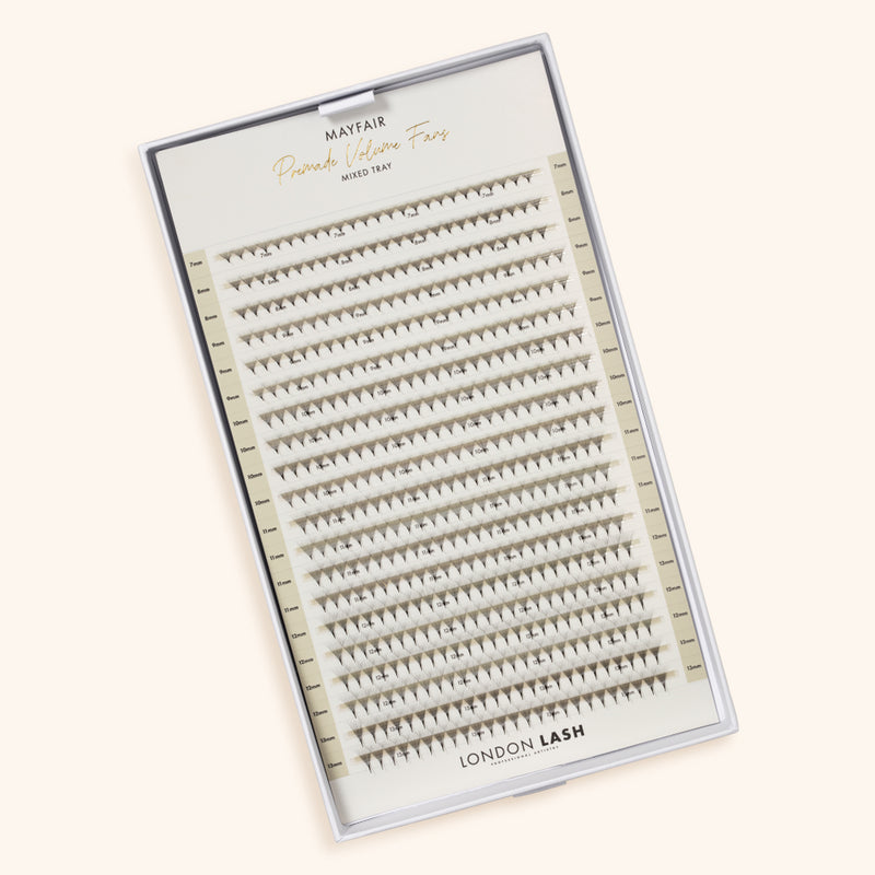 Best Narrow Premade Lash Fans Mayfair 14D 0.03 500 fans - Mixed Lengths, Best Eyelash Extensions Narrow Premade Lash Fans