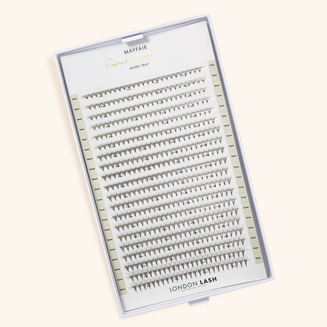 Best Narrow Premade Lash Fans Mayfair 16D 0.03 500 fans - Mixed Lengths, Best Eyelash Extensions Narrow Premade Lash Fans