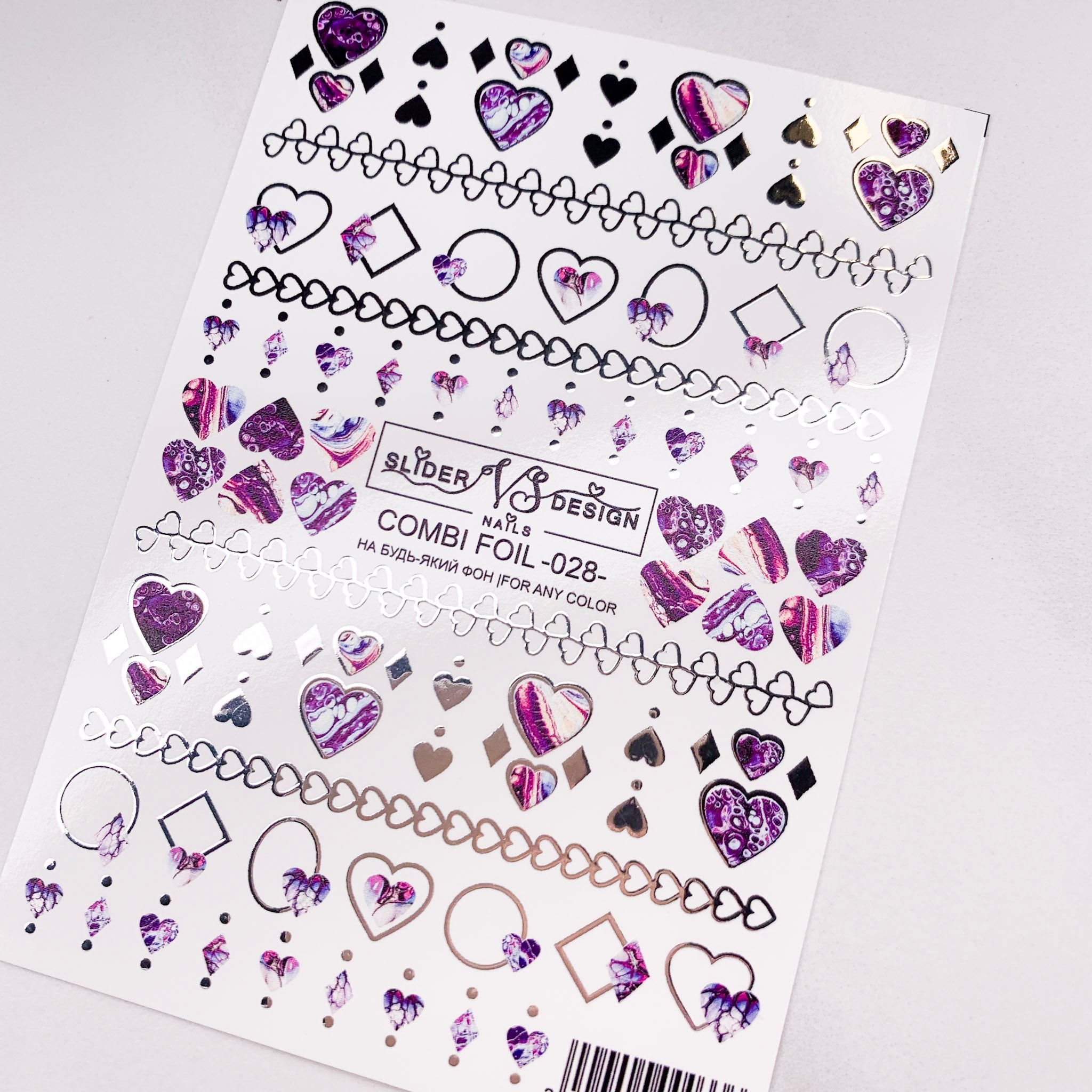 hearts designs vs combi foil 28 from miss dolla nail brand UK