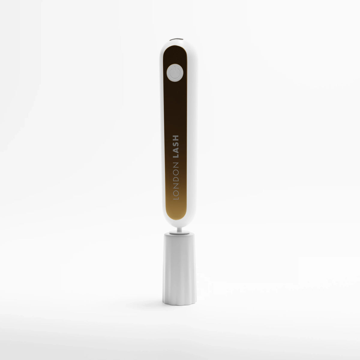 Eyelash extension glue shaker with 'London Lash' branding on a white background