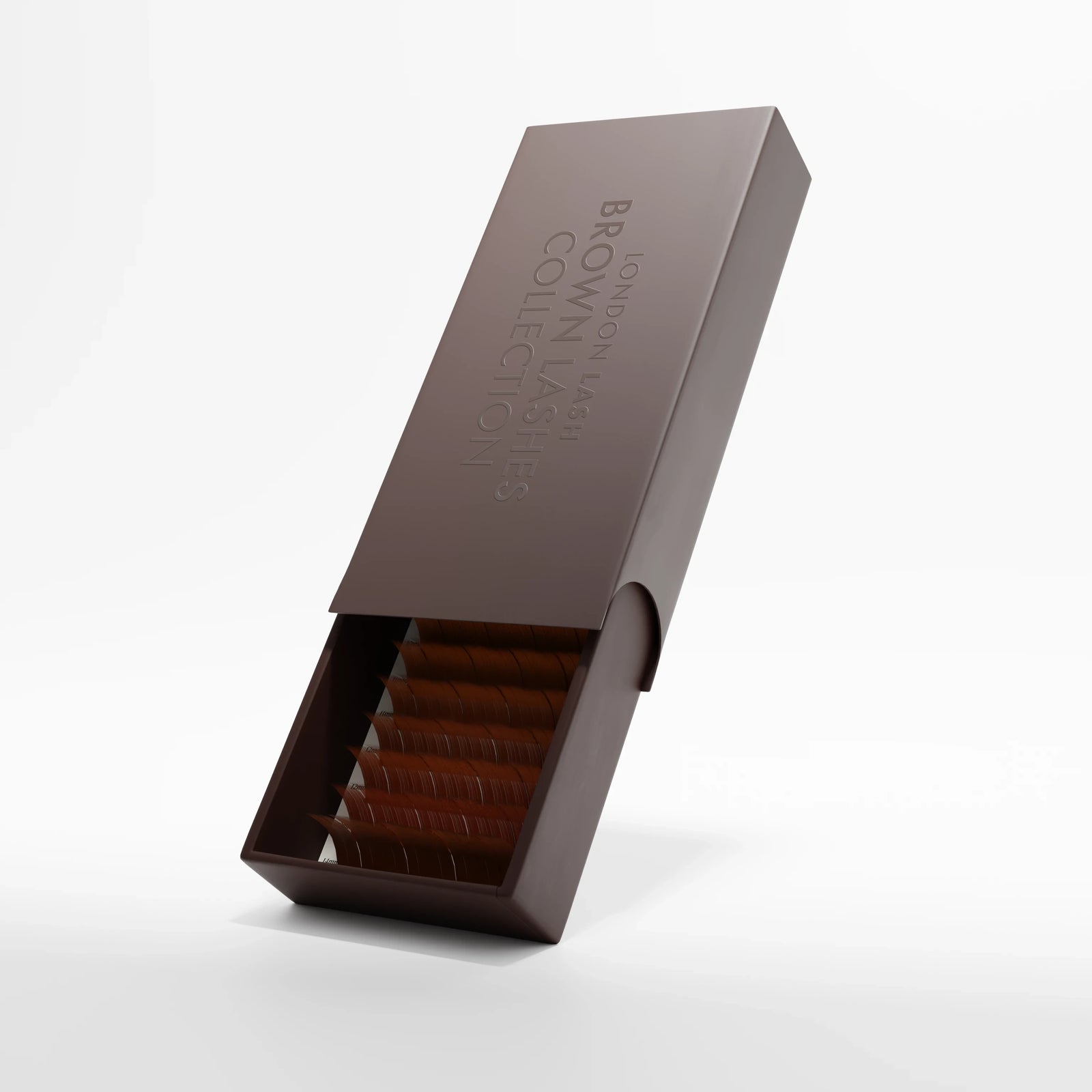 London Lash Pro Caramel Macchiato Brown Lashes tray on white background