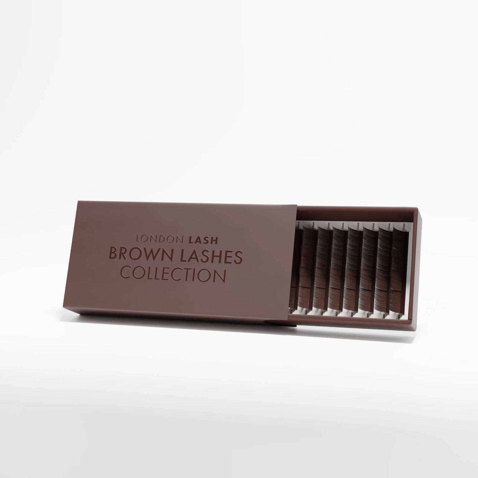 London Lash Brown Lashes Tray half opened on a white background