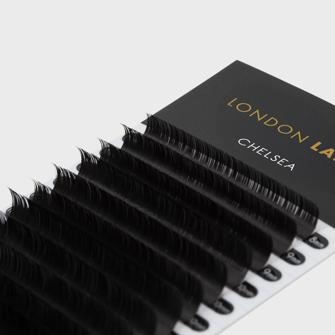 London Lash Chelsea Lashes 0.12 close up image showing fine lash texture on white background