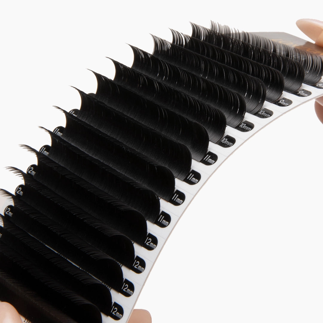 London Lash Chelsea 0.18 strip of lashes showing the curls on a white background