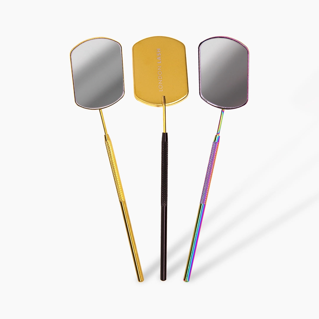 Three lash mirrors on a white background