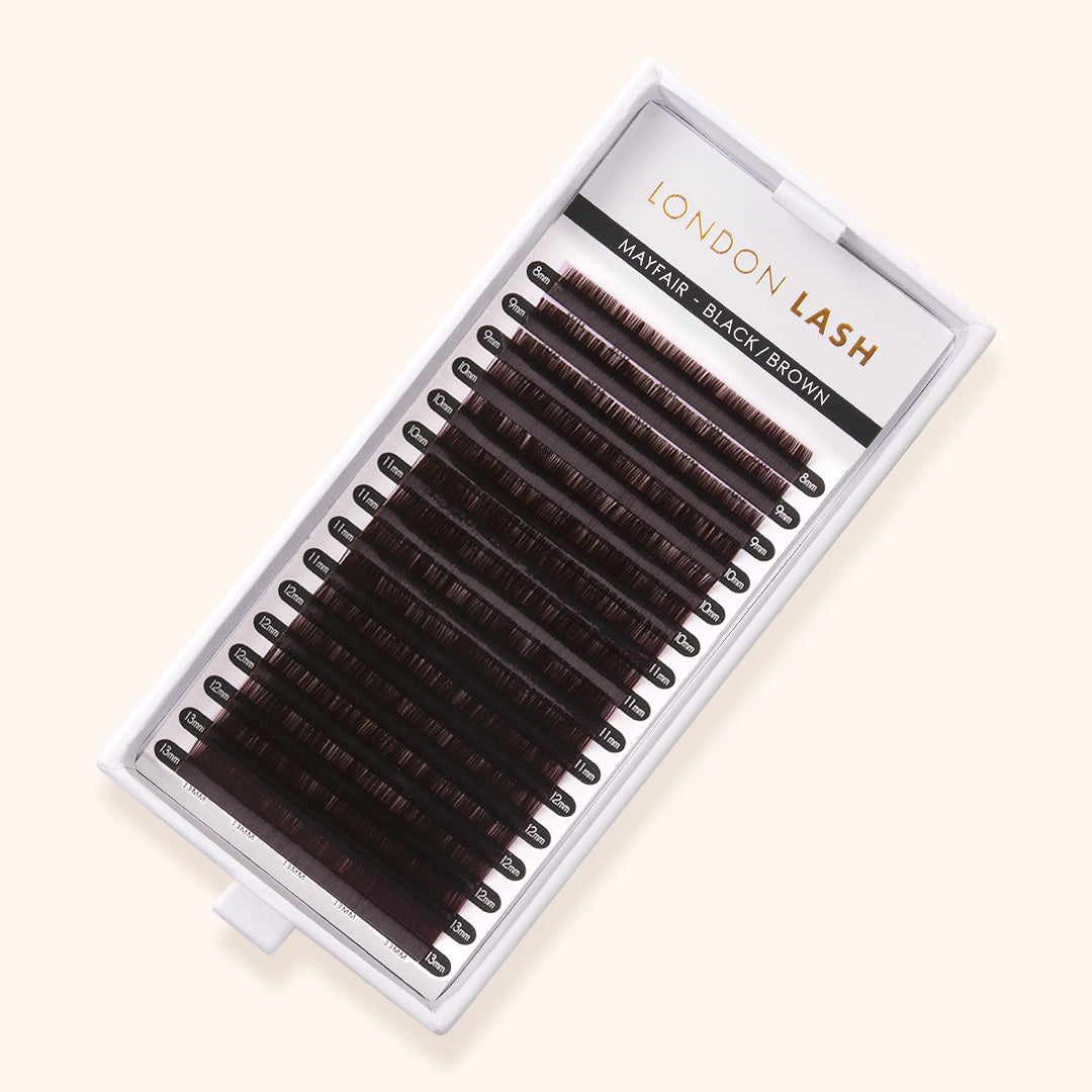 Tray of Black Brown Faux Mink Mayfair Lashes 0.07, Professional Eyelash Extensions at London Lash Australia