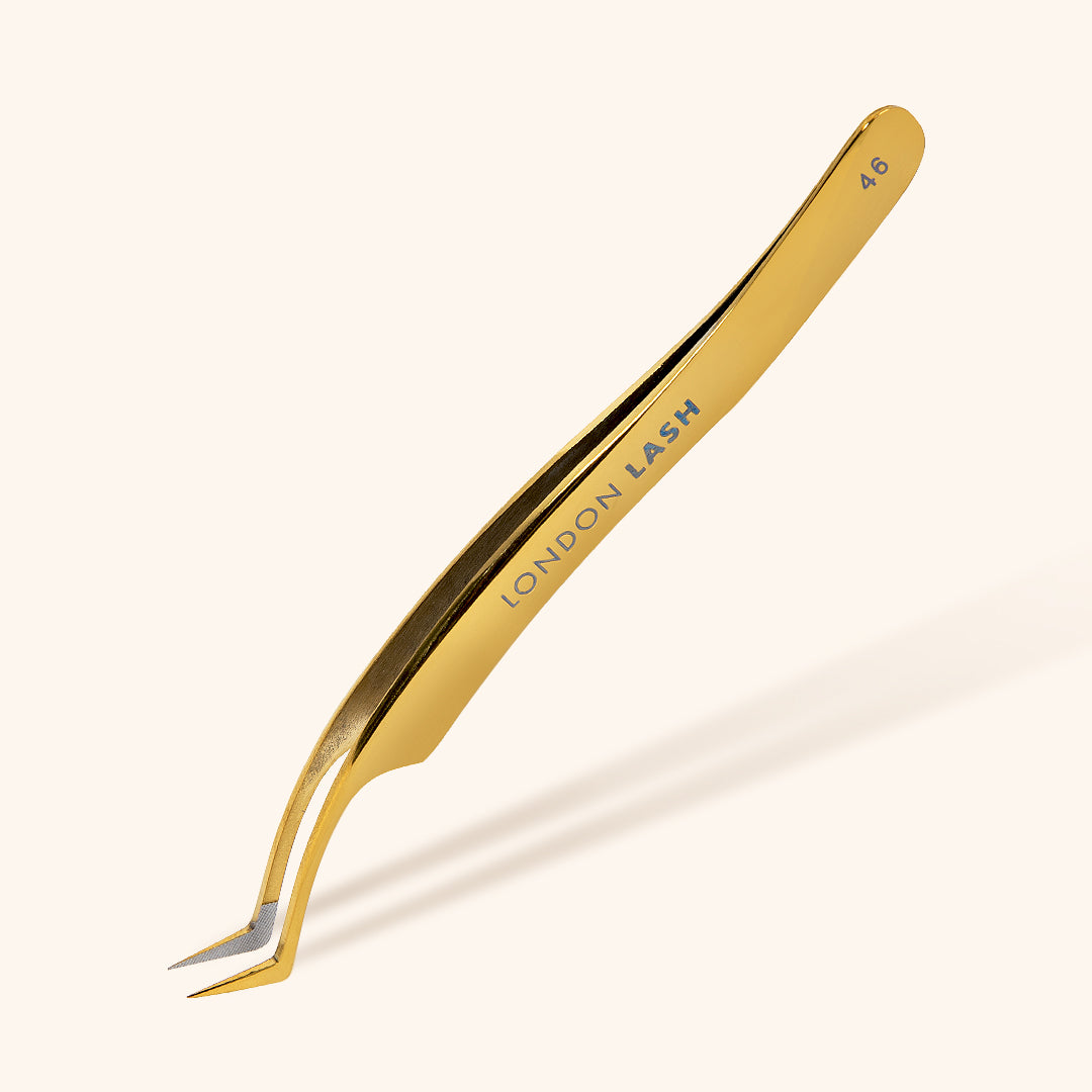 Fiber Wide Tip Mega Volume Tweezer, Gold, London Lash Australia