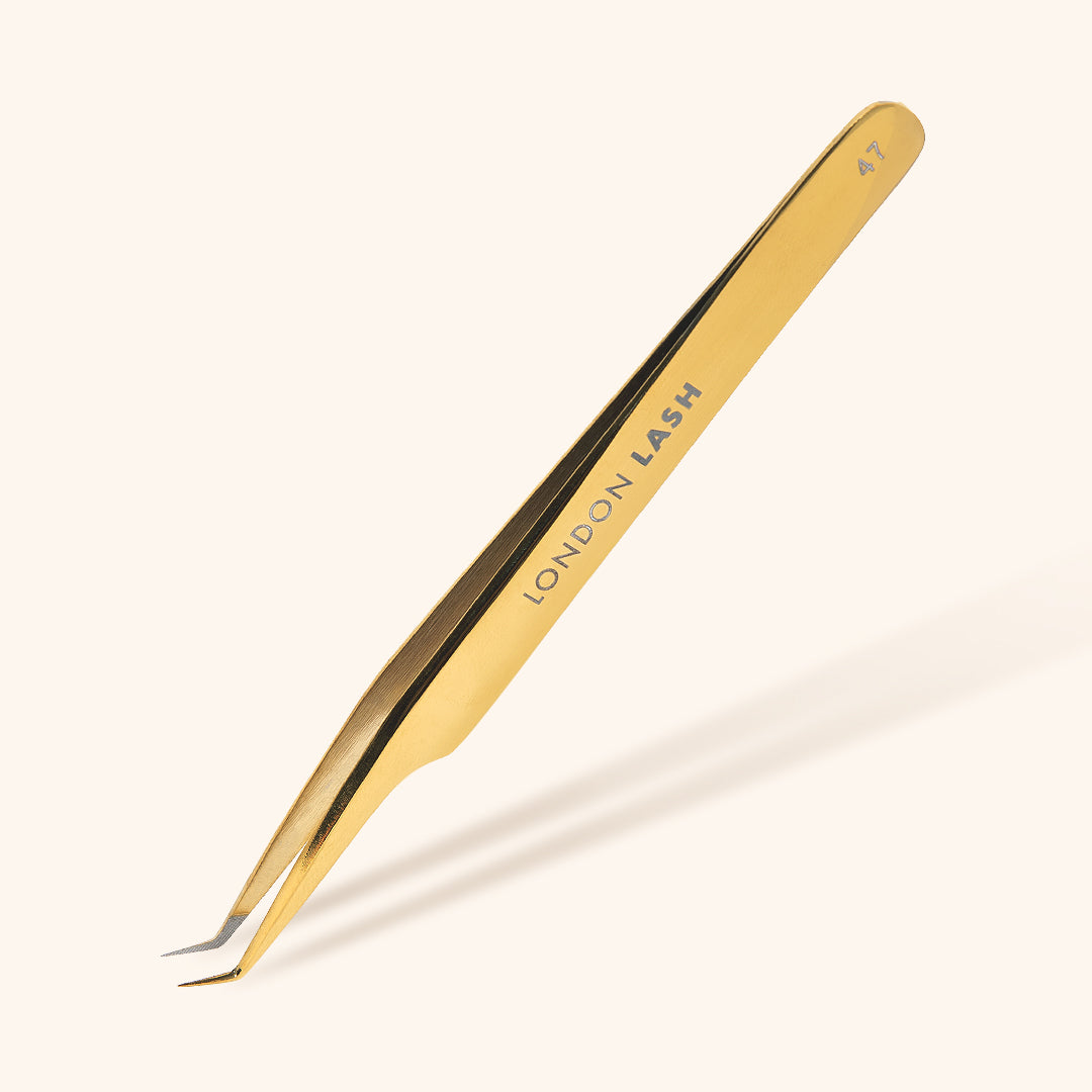 Fiber Tip Long Slim Mega Volume Tweezer, Gold, London Lash Australia