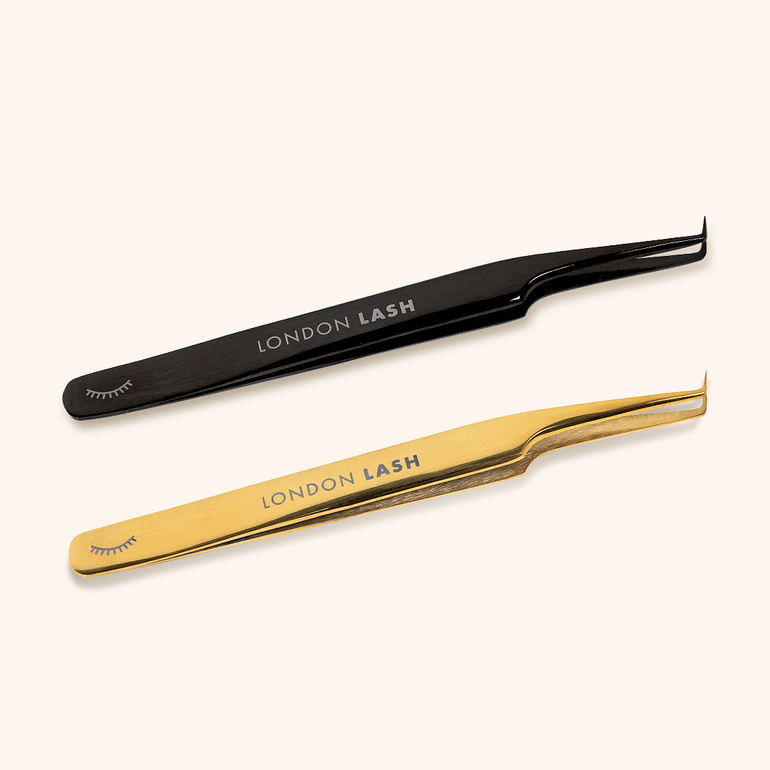 Ultra Fine Tip Mega Volume Tweezers, Black and Gold, London Lash Australia