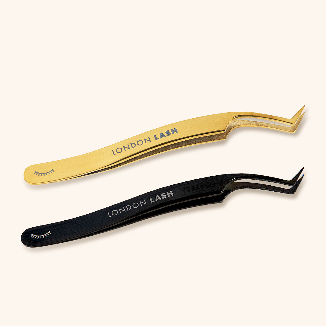 Wide Tip Mega Volume Tweezers, Black and Gold, London Lash Australia