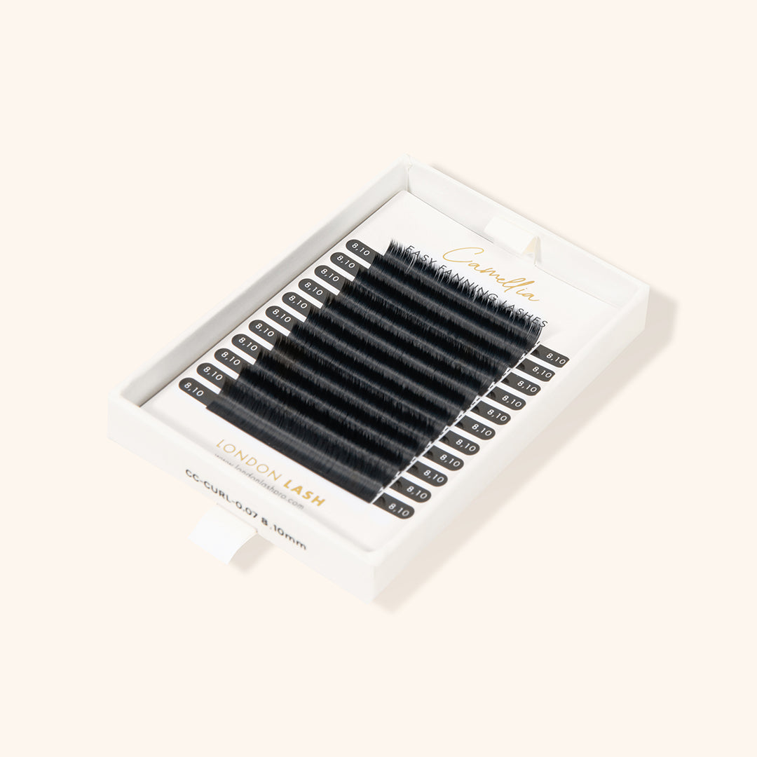 TRAY OF CAMELLIA LASHES - TEXTURED EASY FANNING MEGA VOLUME LASHES 0.05, LONDON LASH AUSTRALIA