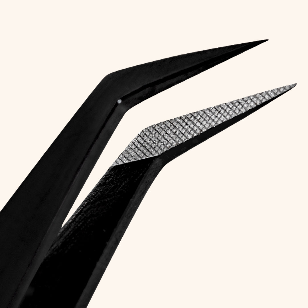 Tip of Black Fiber Tip Eyelash Extensions Tweezers, London Lash Australia