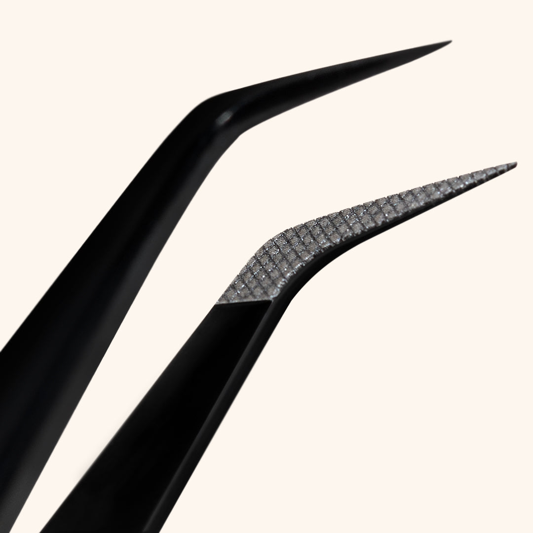 Tip of Black Fiber Tip Eyelash Extensions Tweezers, London Lash Australia