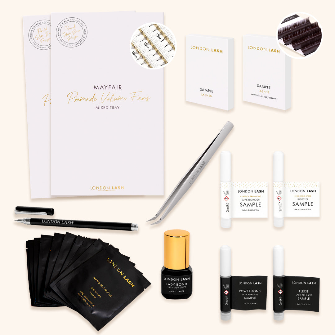 Volume eyelash extensions kit with premade lashes