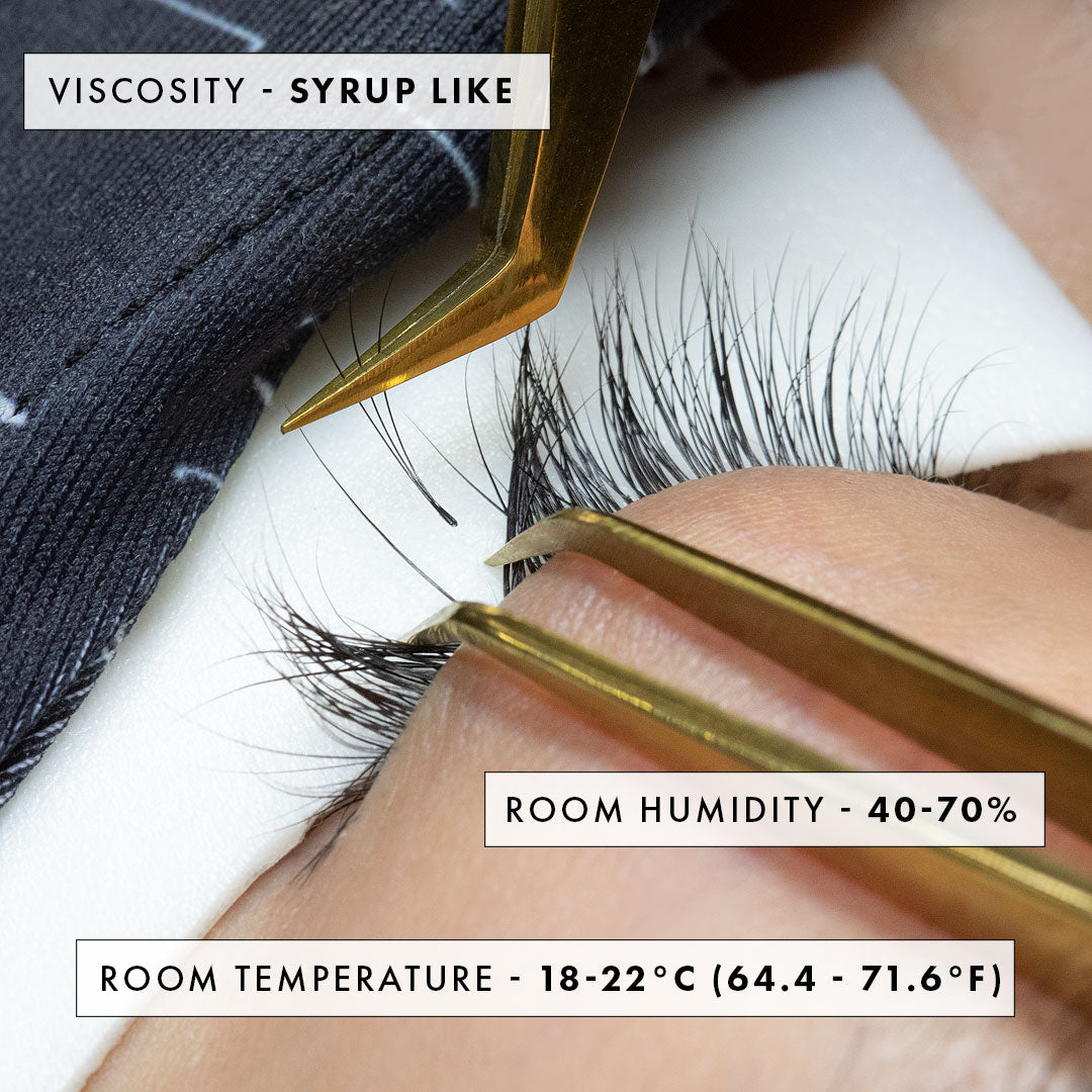 a volume fan being applied to the natural lashes using Flexie lash extension glue