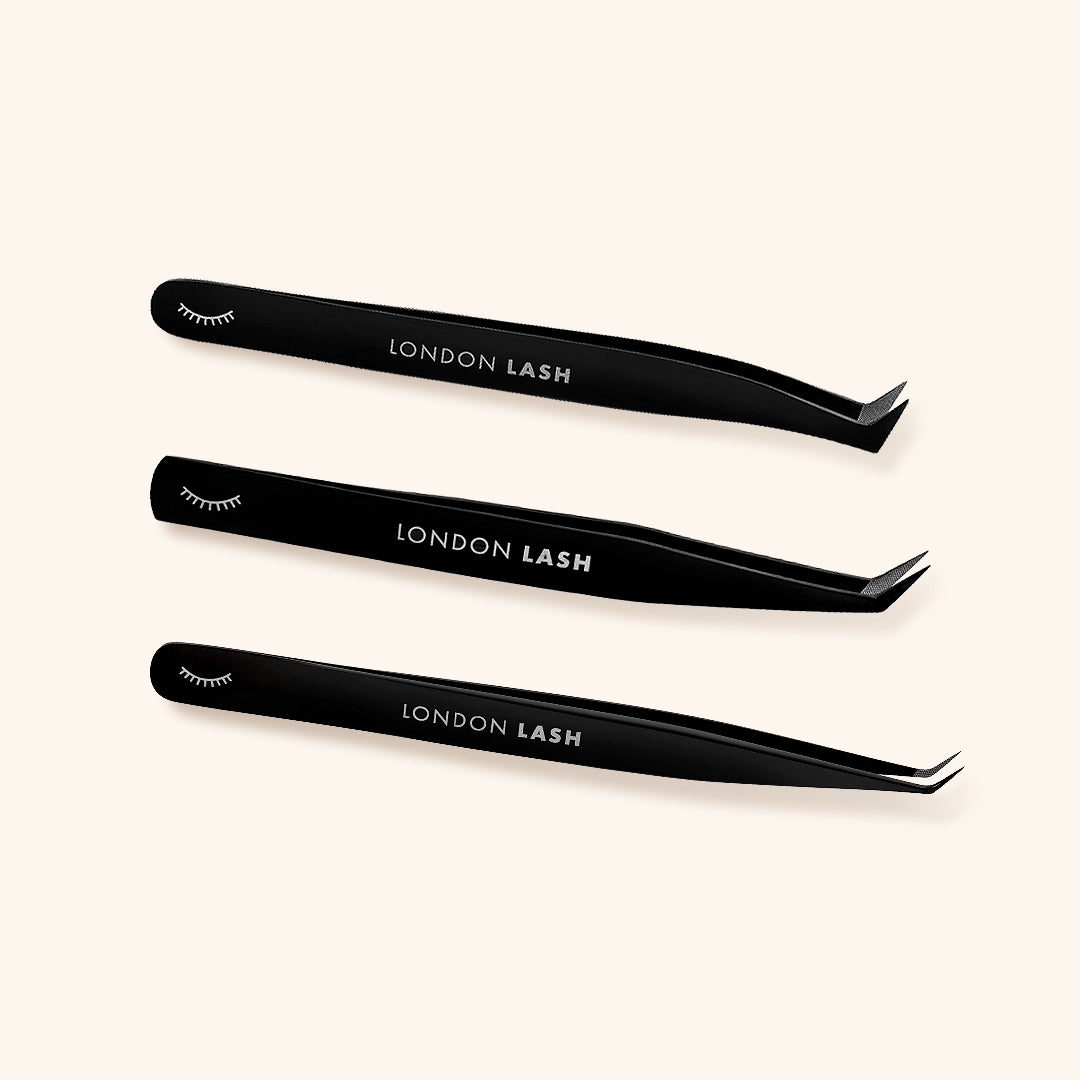 3 Black Fiber Tip Eyelash Extensions Tweezers, London Lash Australia